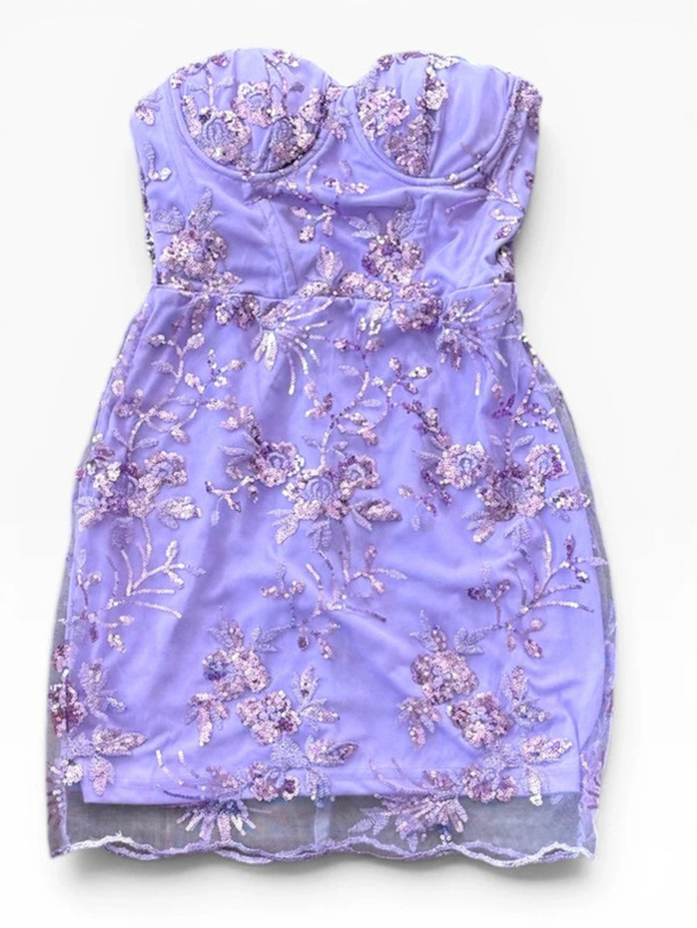 NWT Lulus Confident Sensation Lavender Sequin Strapless Mini Dress XS